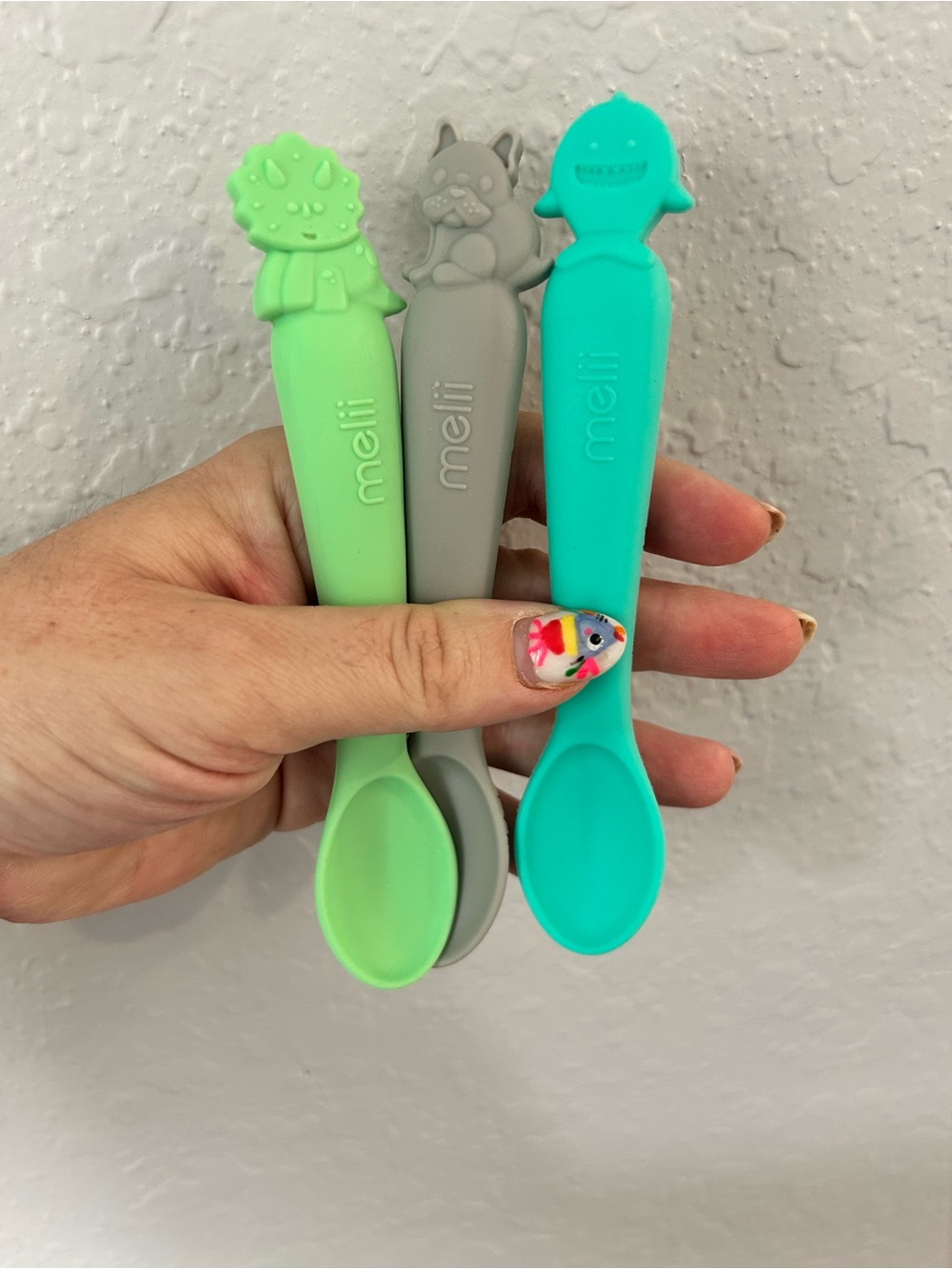 Silicone Toddler Feeding Spoon Set - Mint, Gray, Teal
